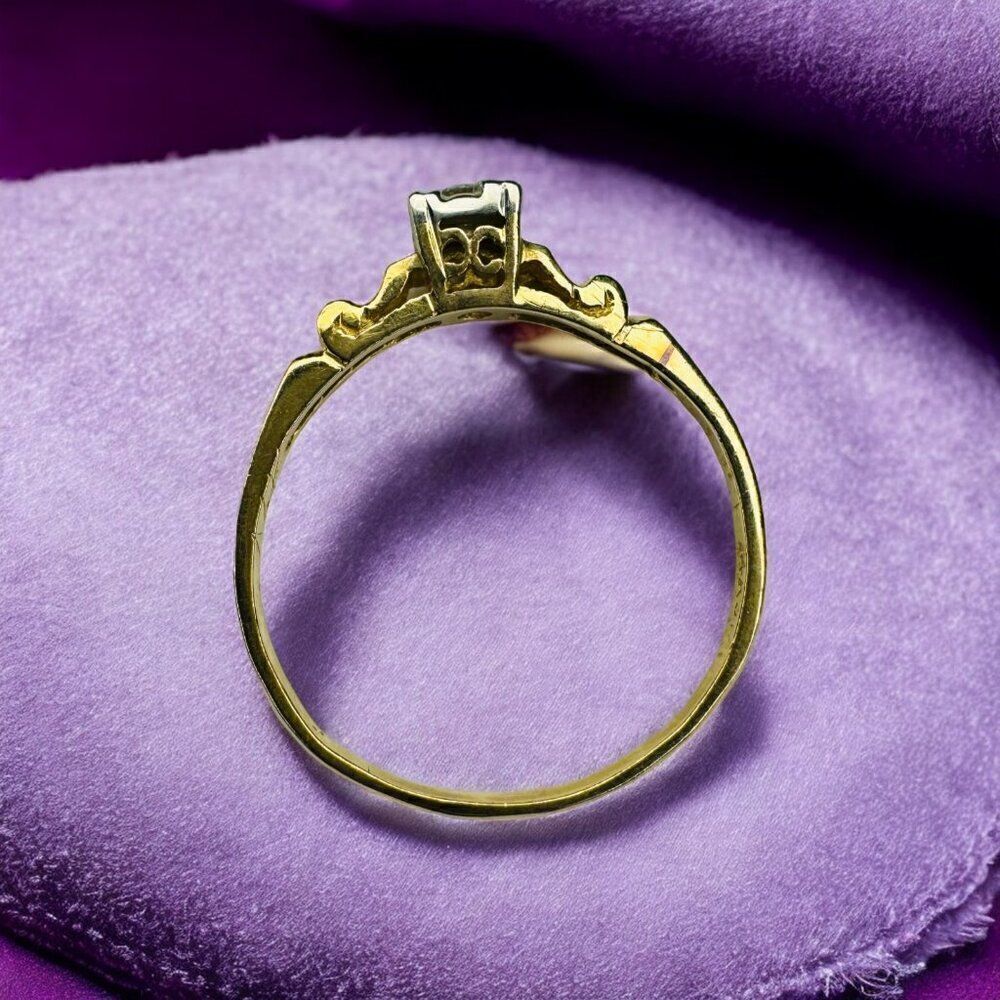 ANTIQUE- 14K Gold -Edwardian -Old Mine Cut Diamond Ring - Size 9.5 Wedding Ring - Picture 15 of 16